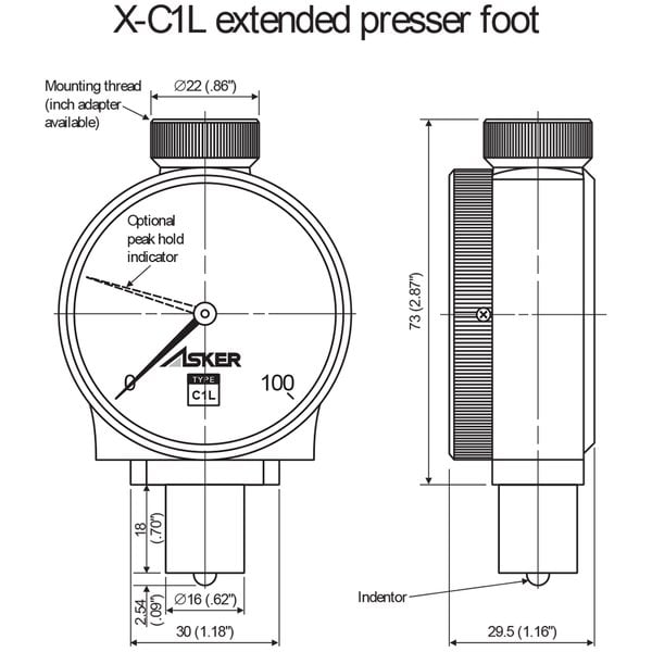 Asker X-A Durometer / Hardness Tester, Type Shore A for Normal Rubber