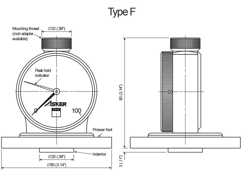 Asker X-A Durometer / Hardness Tester, Type Shore A for Normal Rubber